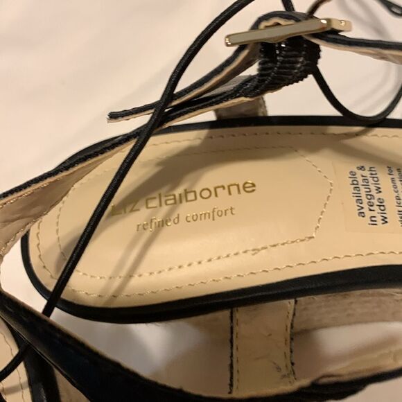 Liz Claiborne LC Magenta refined comfort size 9.5 black sandal wedge - Picture 6 of 9